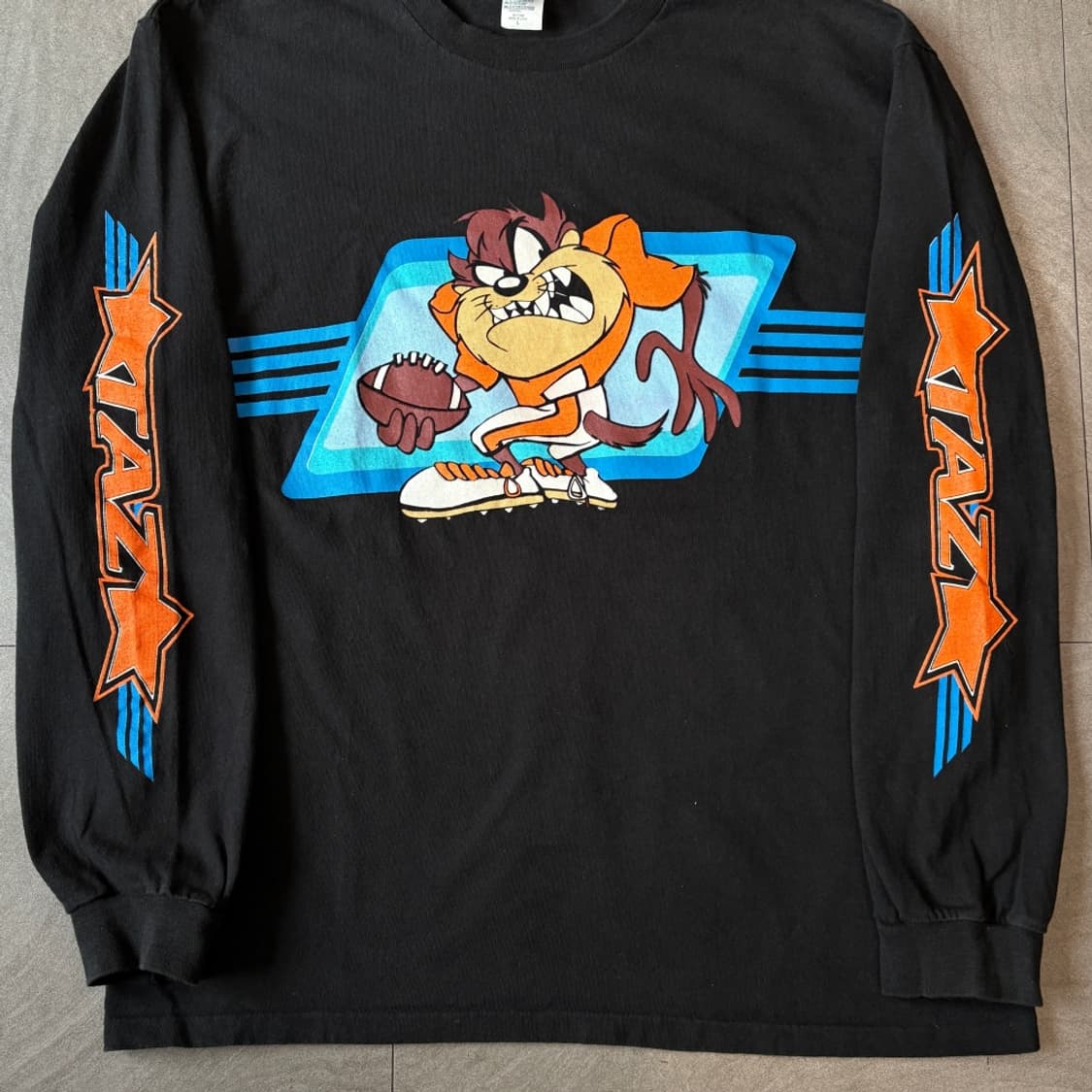 90년대 미국 생산 루니툰즈 테즈 블랙 롱 슬리브 긴팔티 상품이미지5