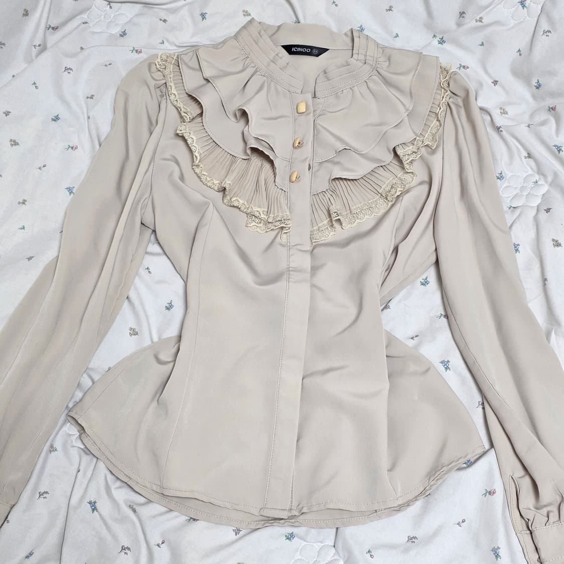 빈티지)라떼히메갸루 프릴 공겜여주 양복로리타 로맨틱 레이스 블라우스 상품이미지1