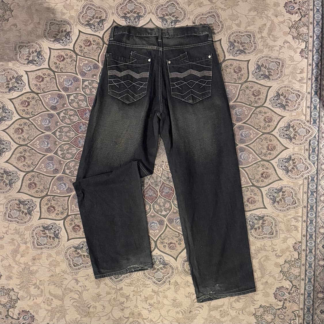 Vtg 흑청 워시드 힙합팬츠 상품이미지4