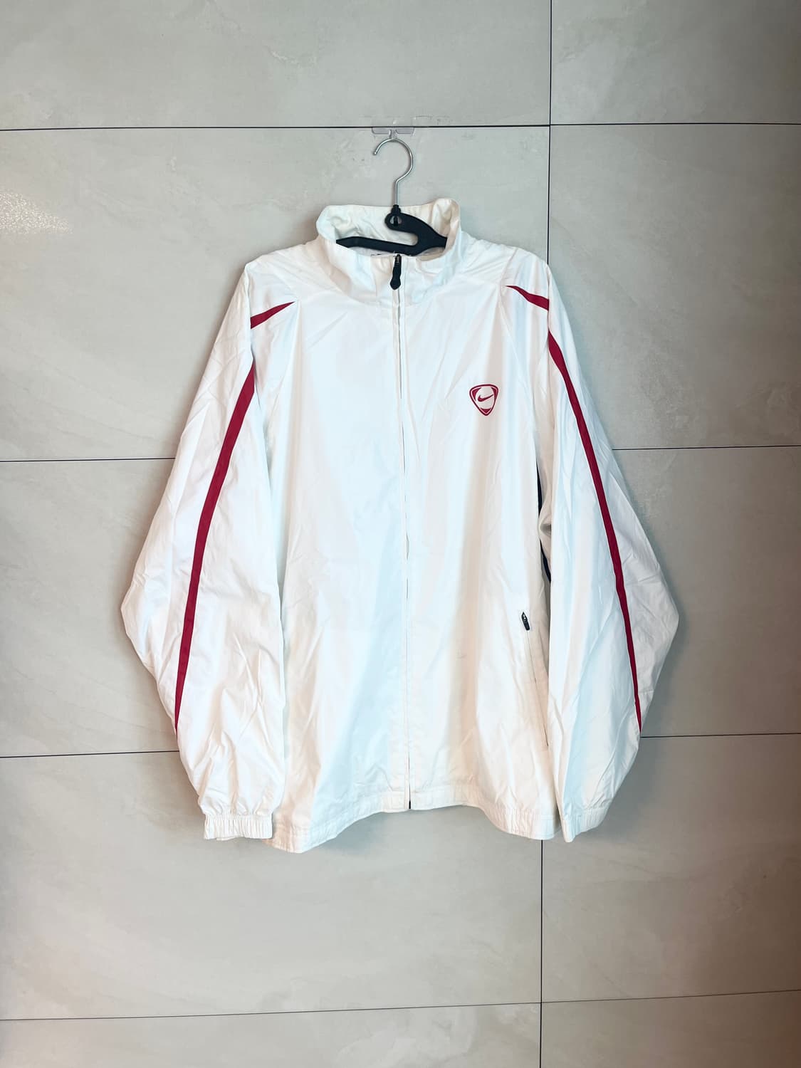 [2XL] 00s 나이키 올드스쿨 팀포 바람막이 화이트/레드 상품이미지1