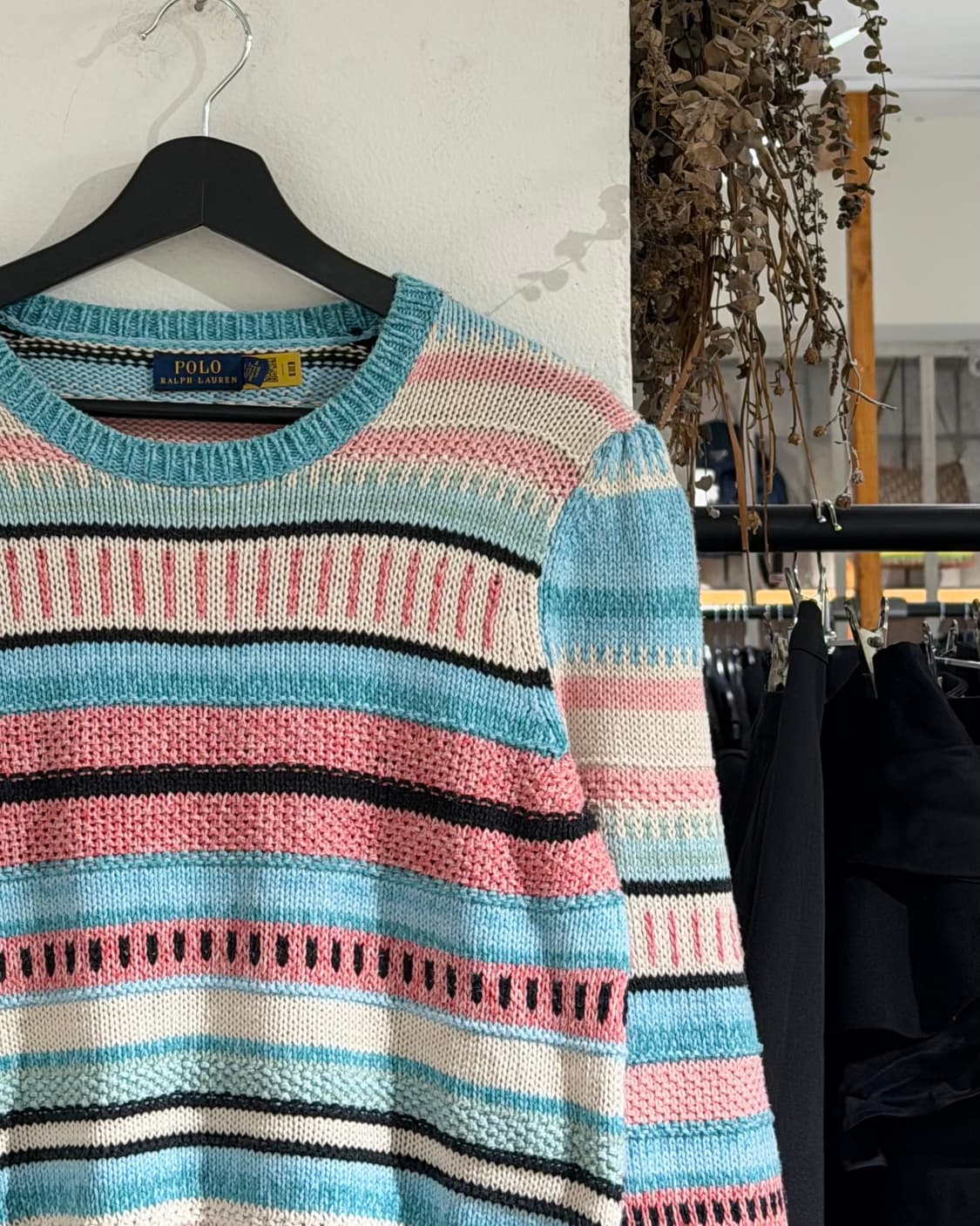 폴로 랄프로렌 스카이블루 핑크 스트라이프 패턴 니트 상품이미지3