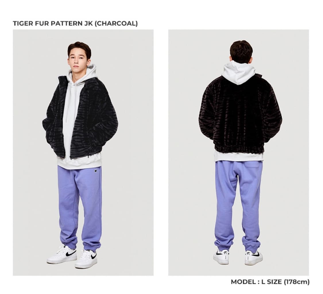 위캔더스 타이거 크롭 퍼 자켓 차콜 L 상품이미지5