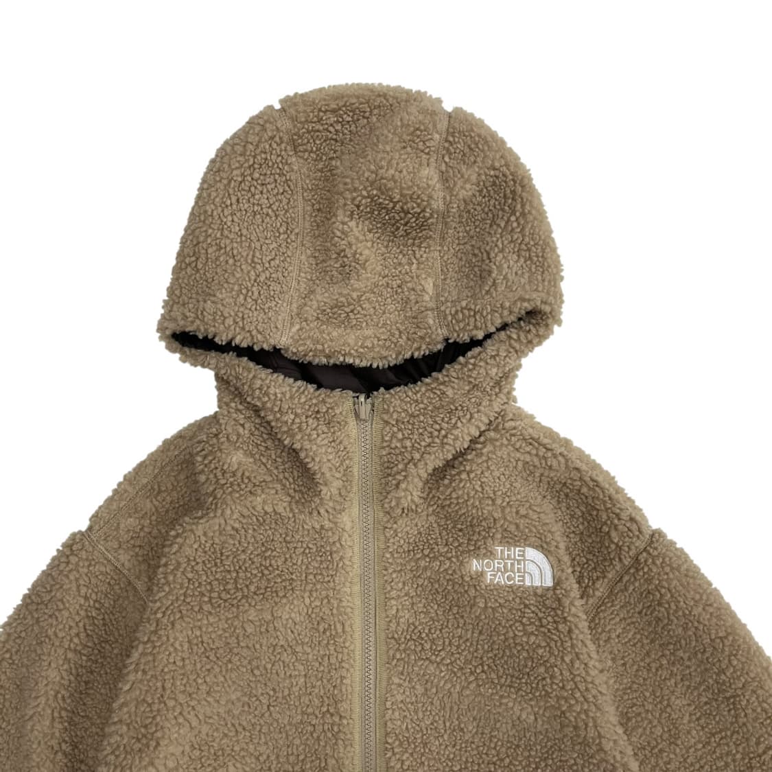 노스페이스 로고 베이지 뽀글이 리버시블 후드집업 상품이미지5