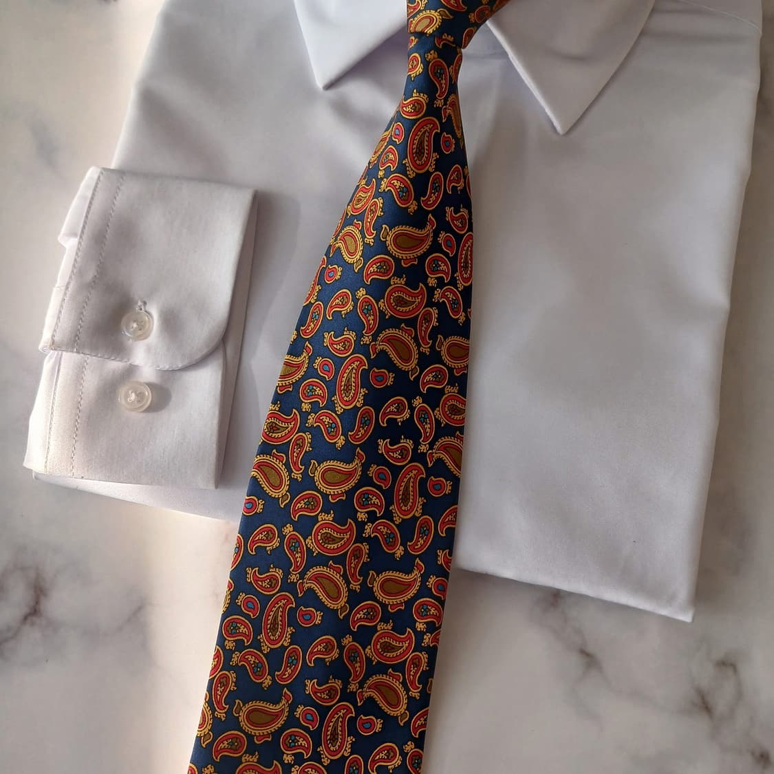 피에르가르뎅 실크 네이비 페이즐리 넥타이 9.3cm A+등급 A18991 상품이미지5