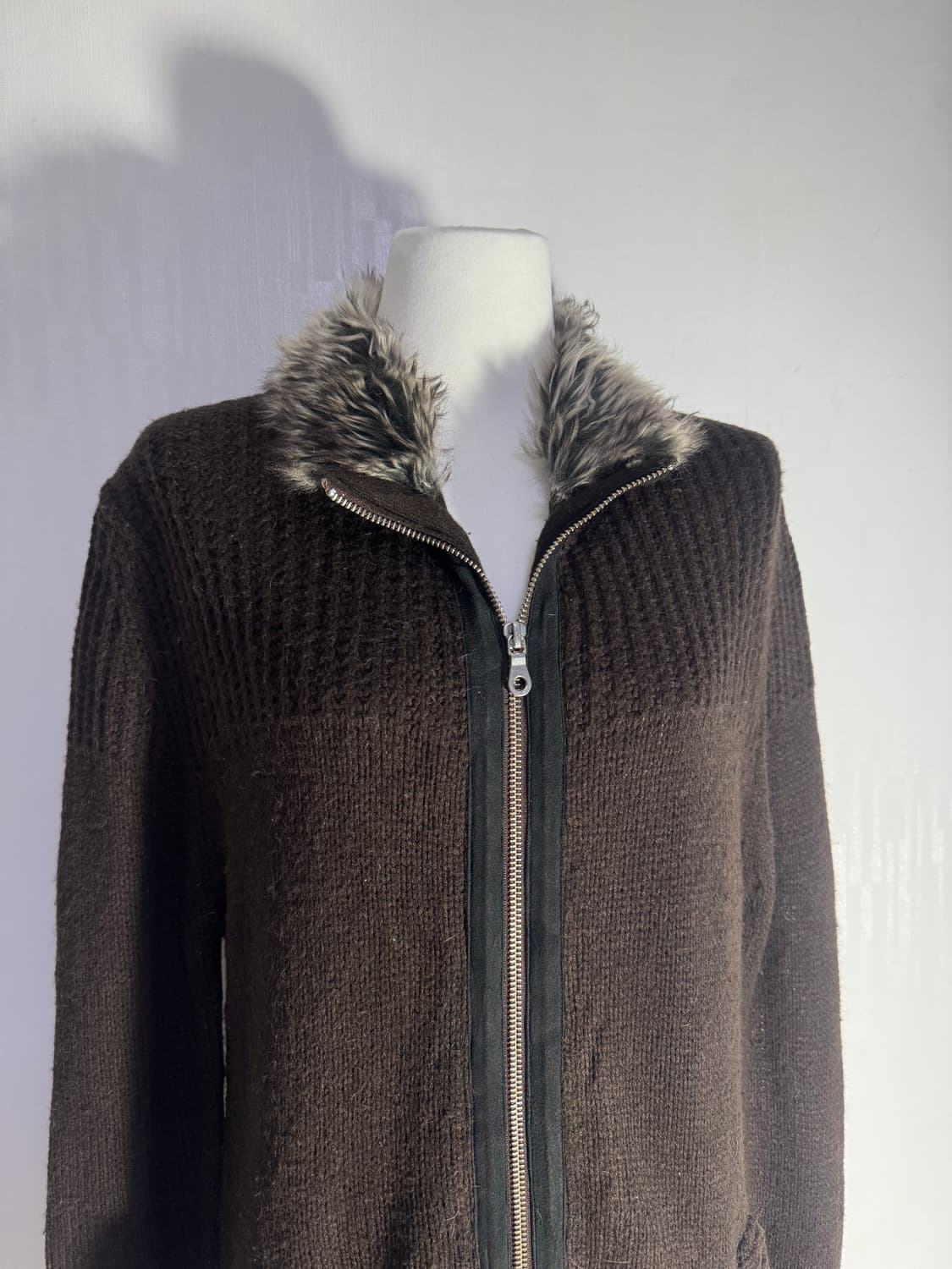 Nicole 퍼 칼라 니트집업 y2k vkei  상품이미지1