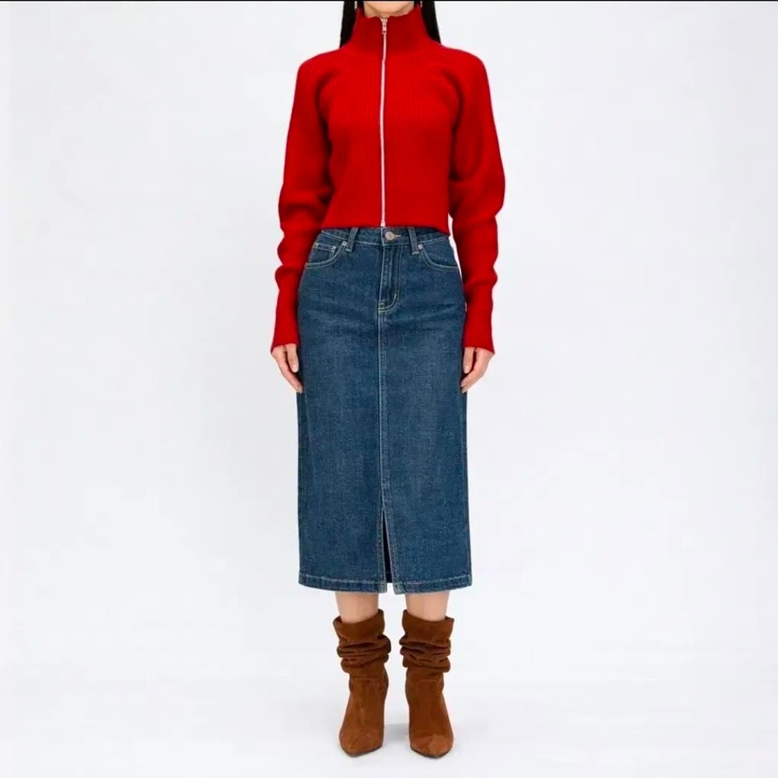 새상품) 와이씨에이치(YCH) 하이넥 투웨이 디테일 집업 니트 상품이미지1