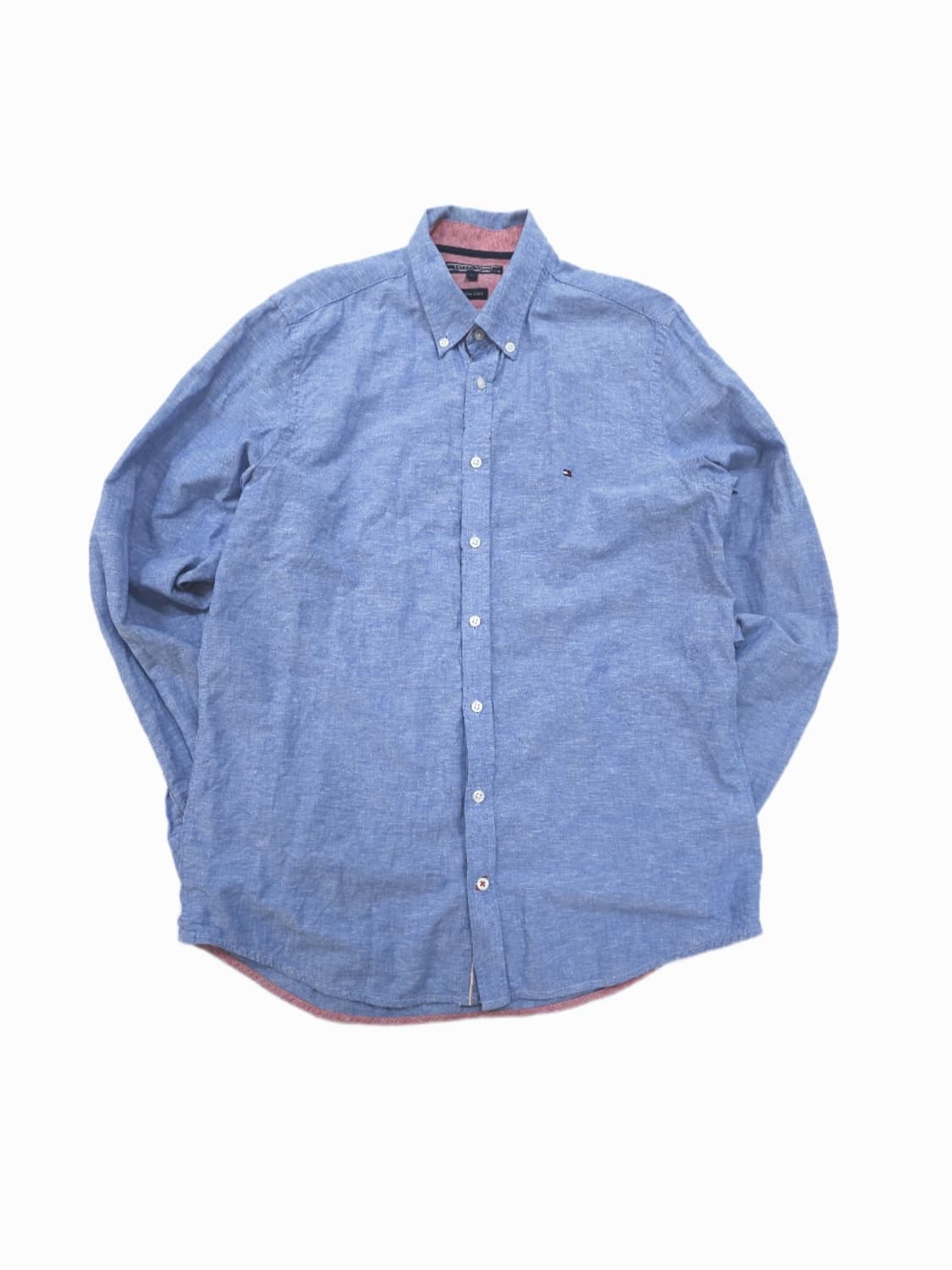 [L] 타미힐피거 라이트 블루 코튼 린넨 버튼다운 셔츠 상품이미지1