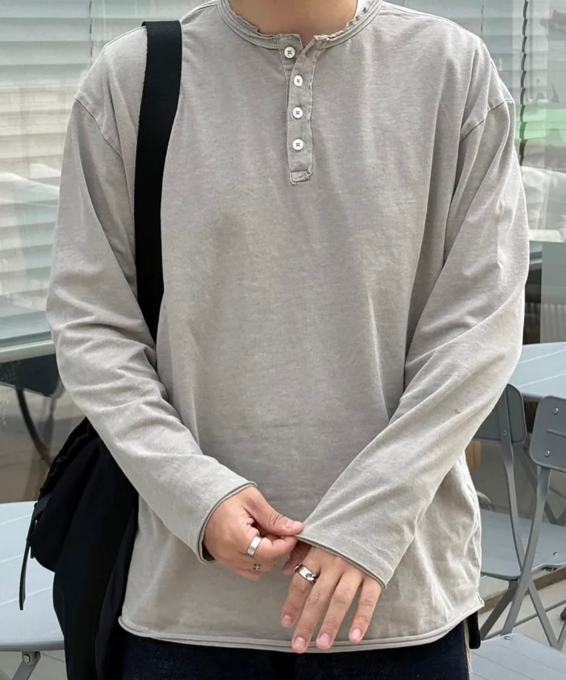 인사일런스 헨리넥 롱슬리브 그레이 m사이즈 상품이미지3