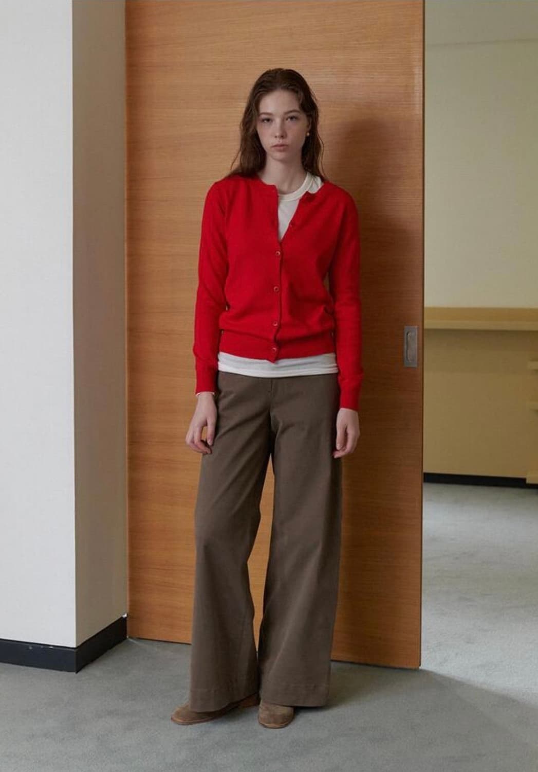 mohae 울 라운드 가디건 레드 상품이미지2