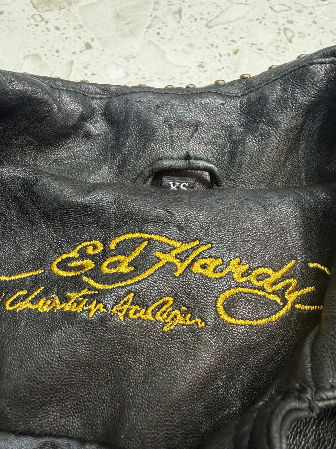 에드하디 Ed Hardy 양가죽 자켓 / 스터드 패치 / 빈티지 상품이미지4