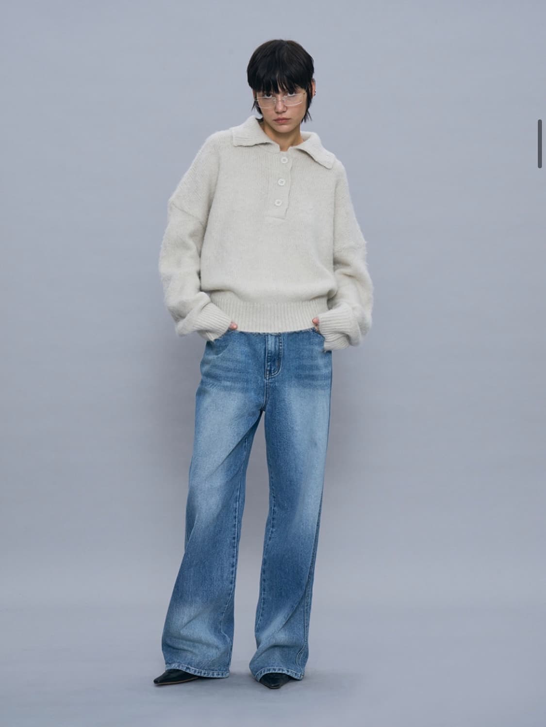 Partimento woman - 헤어리 카라 니트 크루넥_에크루 상품이미지1