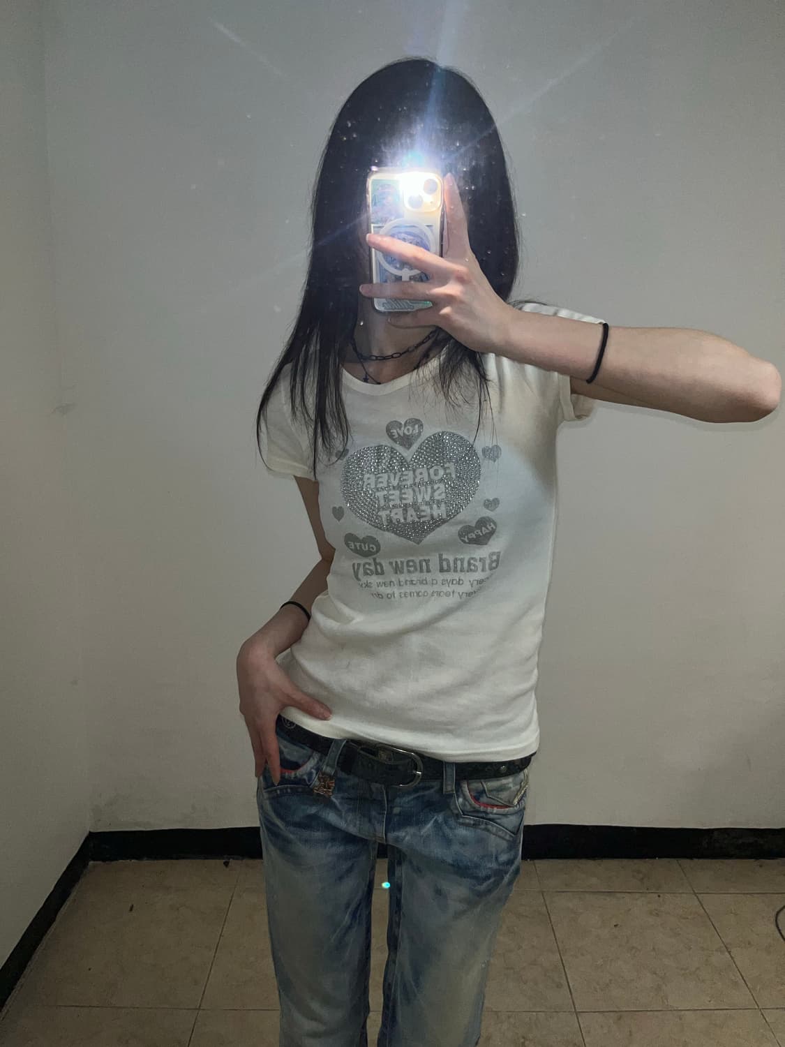 00‘s 키치 Y2K 큐빅 티셔츠 상품이미지1