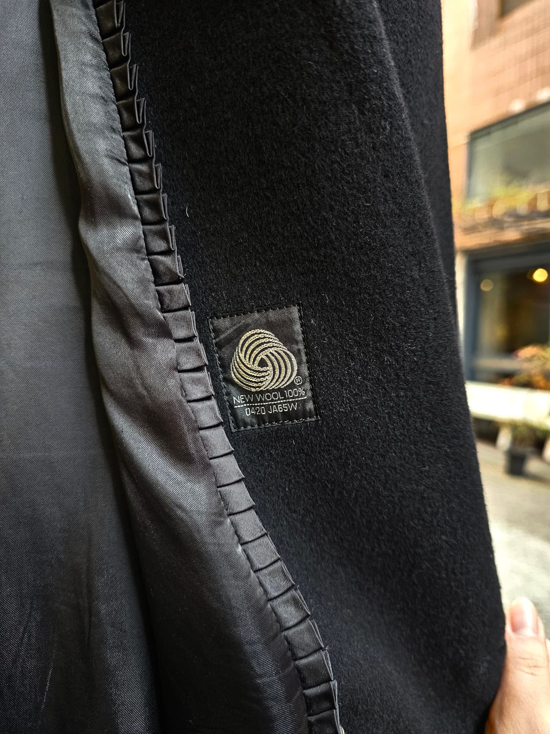 Carat by Sanyo 블랙 퓨어 캐시미어 테일러드 더블 코트 상품이미지7