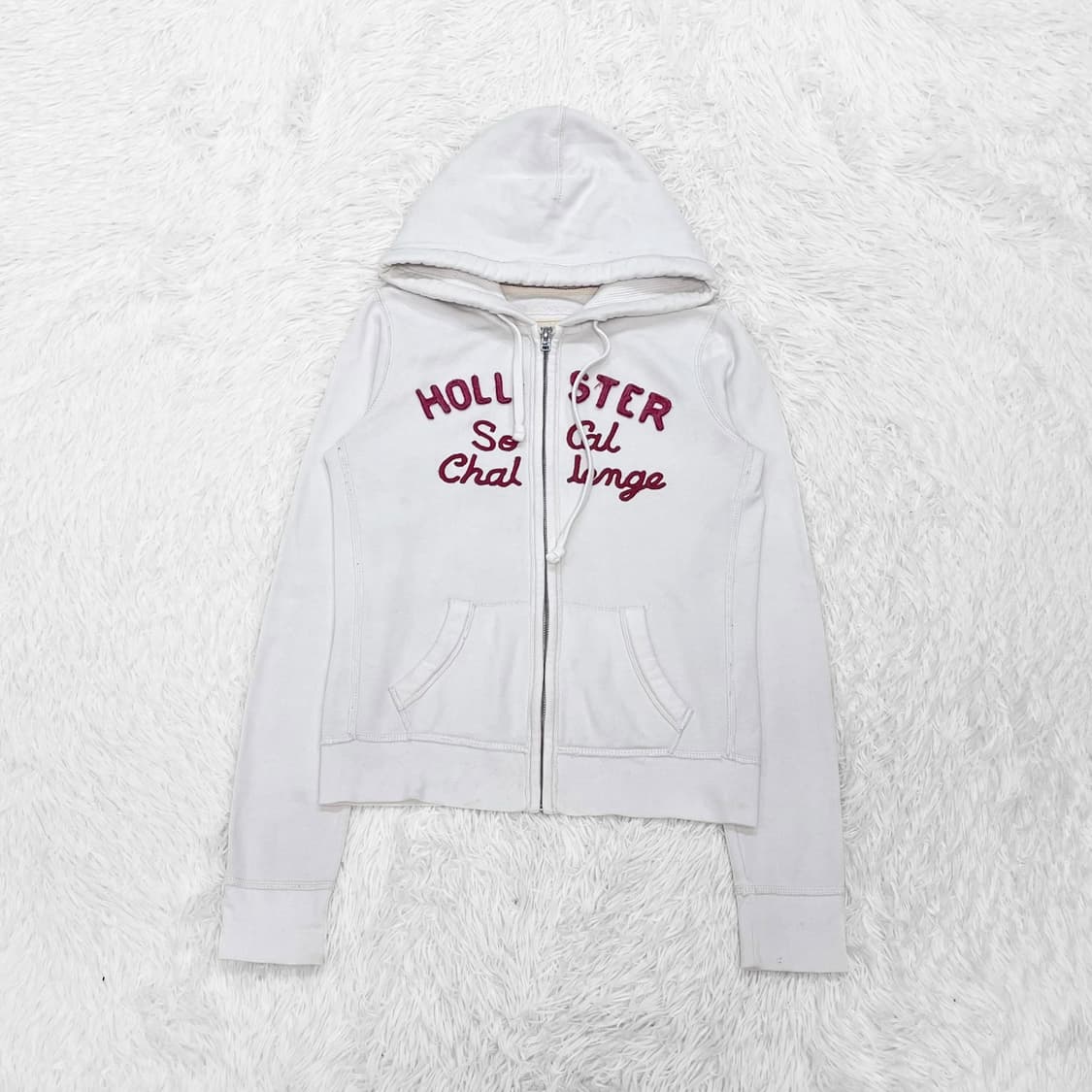 홀리스터 스펠 로고 후드집업 화이트 상품이미지2