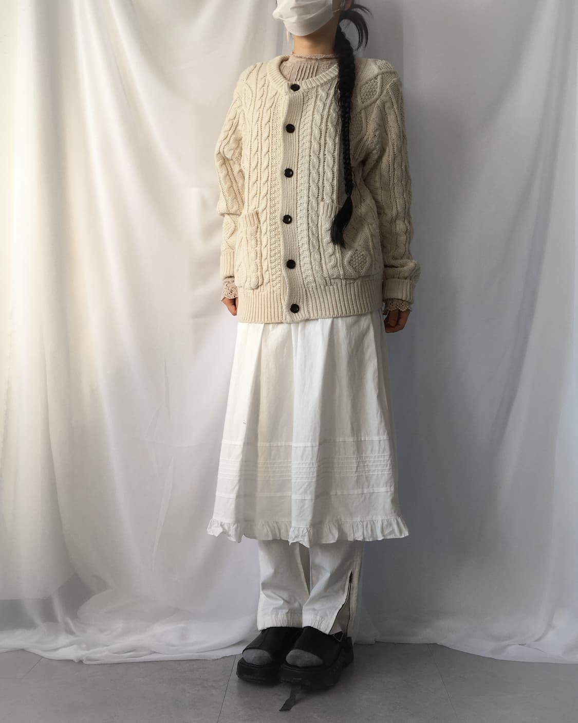 Cable pattern knit cardigan 상품이미지9
