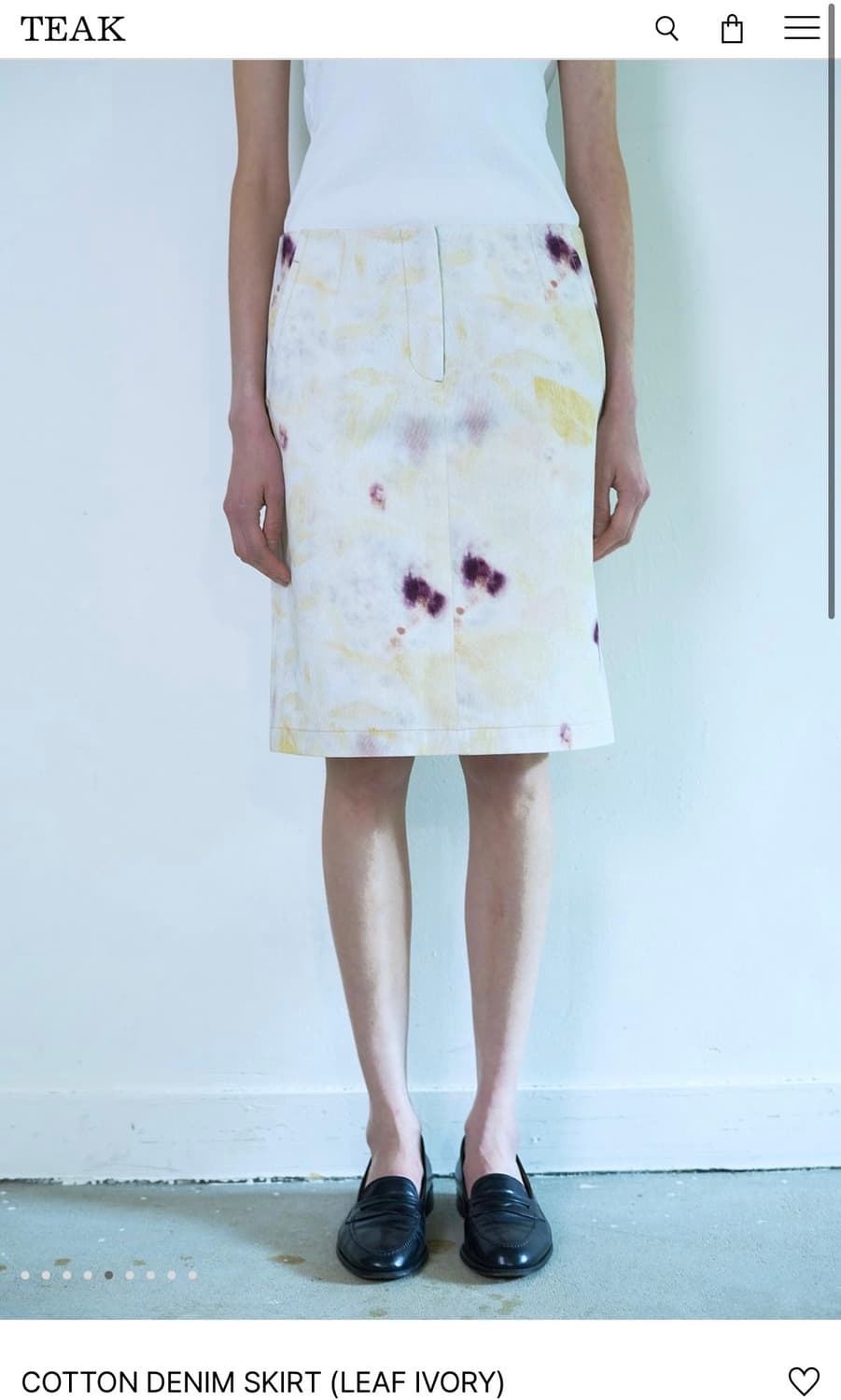 Teak 티크 COTTON DENIM SKIRT (LEAF IVORY) 상품이미지1