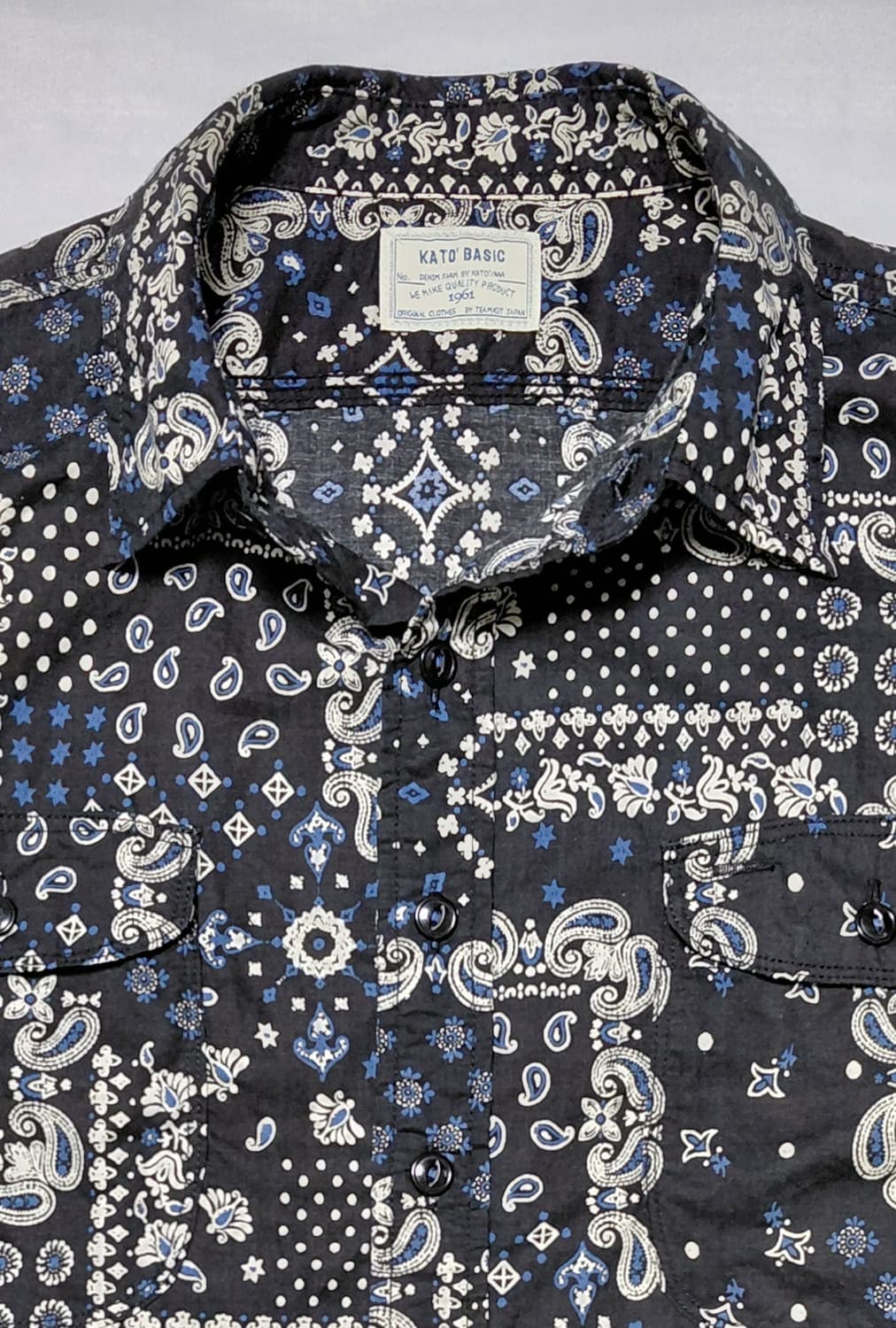 [M] KATO' BASIC 카토 베이직 반다나 패치워크 패턴 반팔 셔츠 상품이미지4