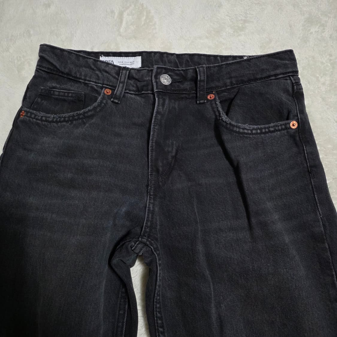 (26)여성 자라 루즈 스트레이트 데님 팬츠 흑청 상품이미지2