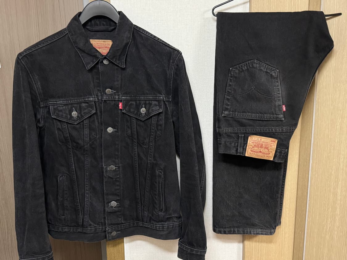 빈티지 리바이스 70589흑청 데님 자켓 + 505 상품이미지1