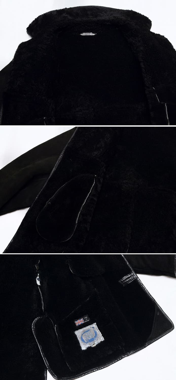 널시 잉글랜드 핸드메이드 블랙 쉽스킨 무톤 코트 자켓 (L / 105+) 상품이미지6