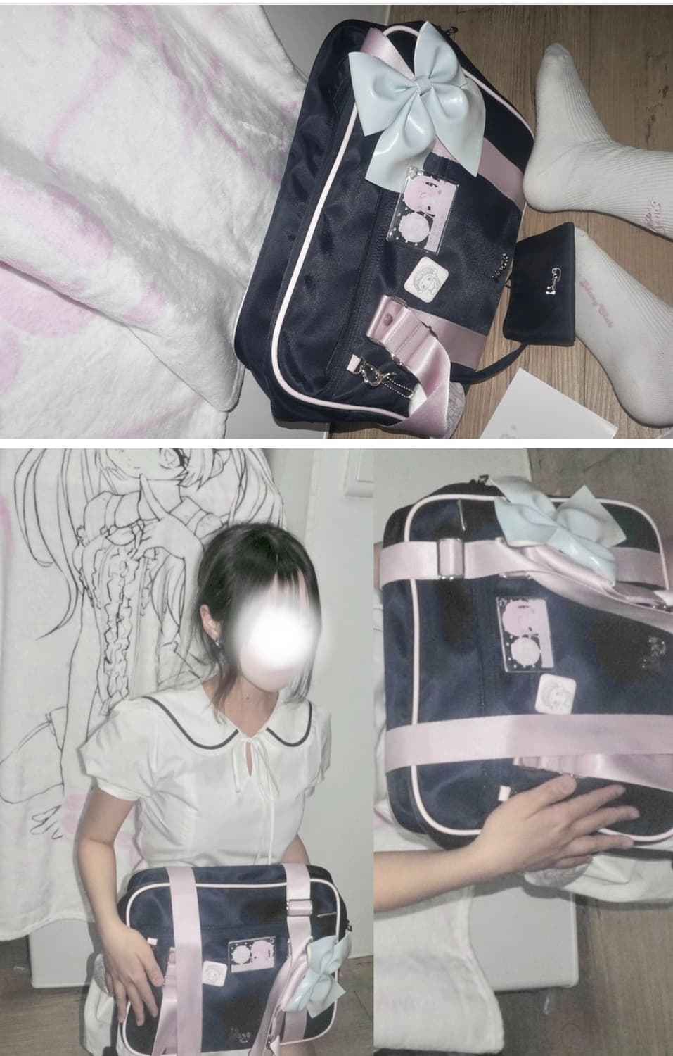 아이당클럽 스쿨백 네이비  상품이미지2