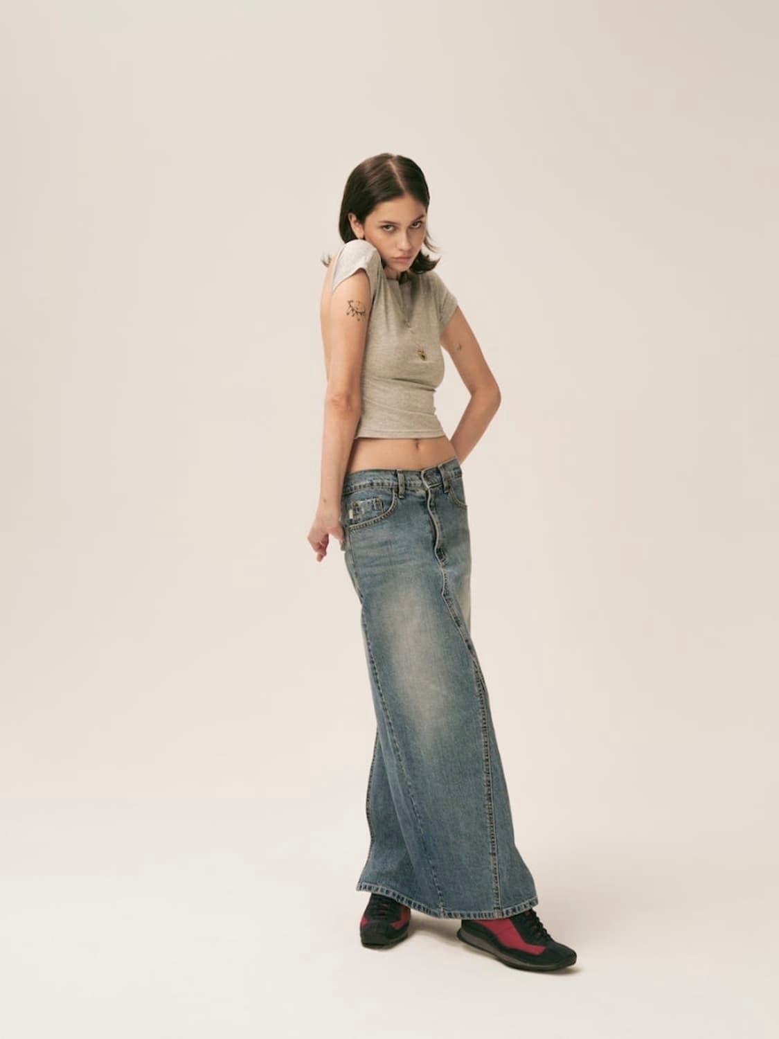 글로니 미드라이즈 데님 롱스커트 s/m 상품이미지1