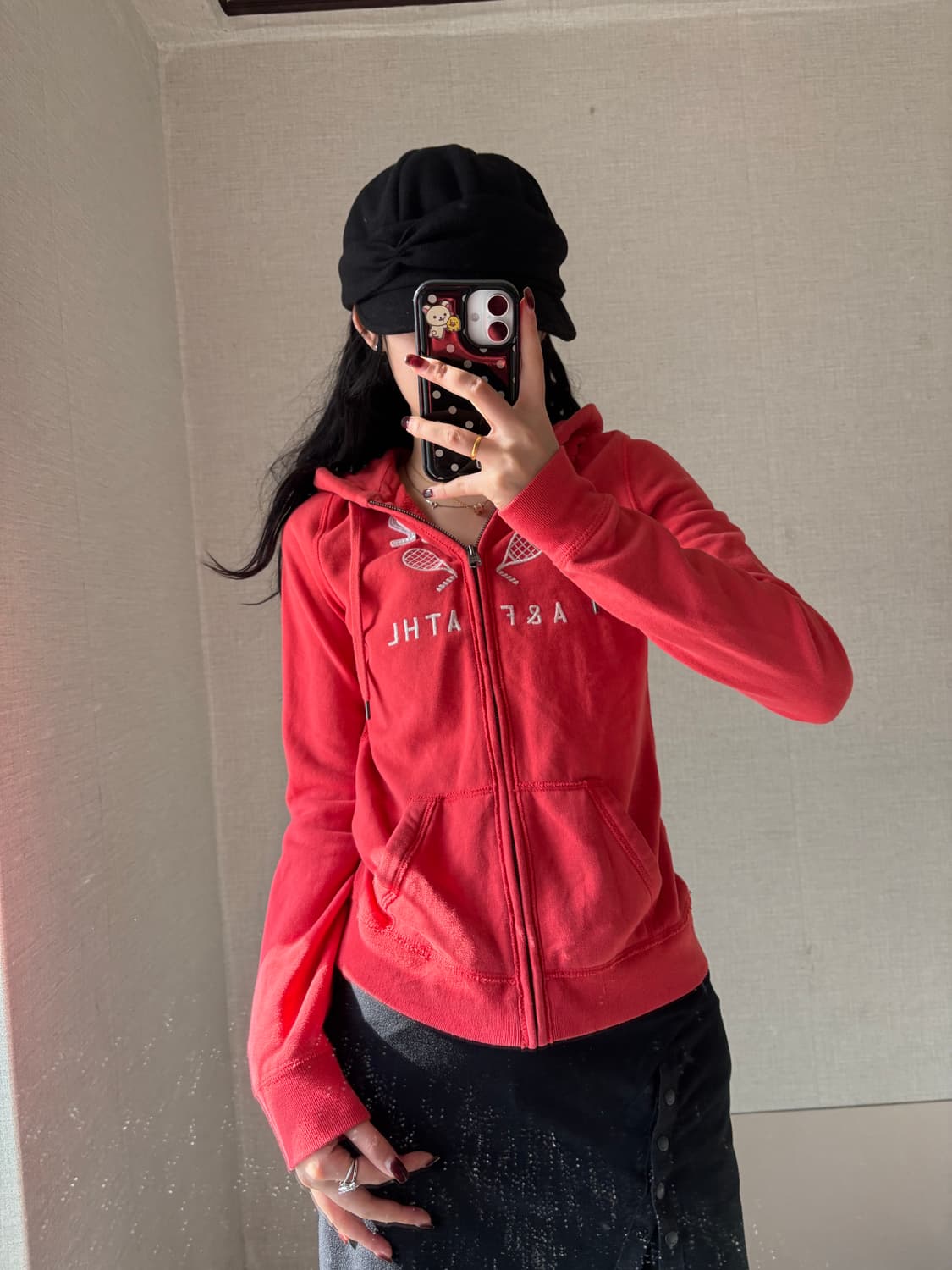 아베크롬비 오렌지핑크 슬림핏 후드집업 상품이미지4