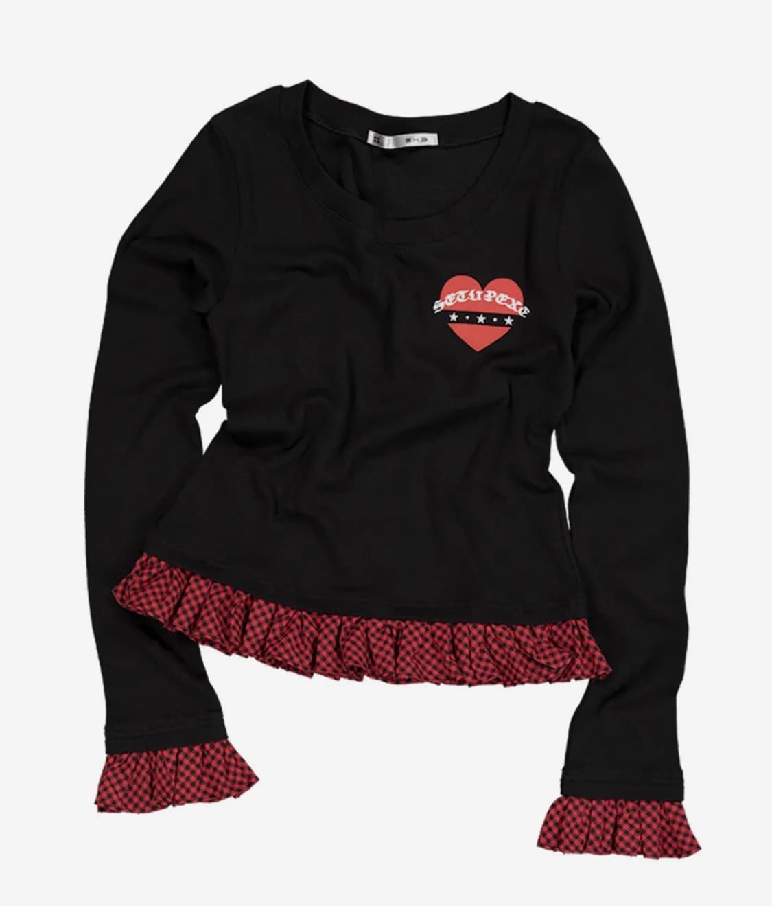 셋업이엑스이 체크 프릴 탑 상품이미지2