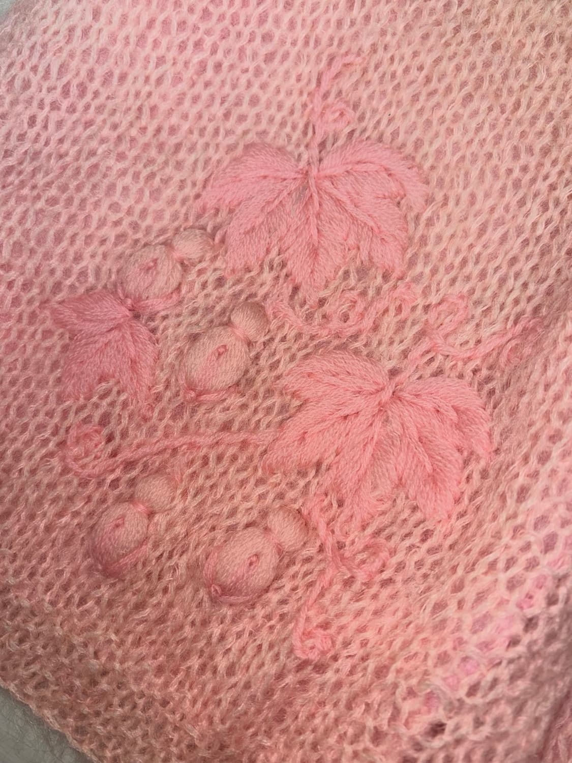 빈티지 자수 모헤어 분홍색 니트 가디건 상품이미지4