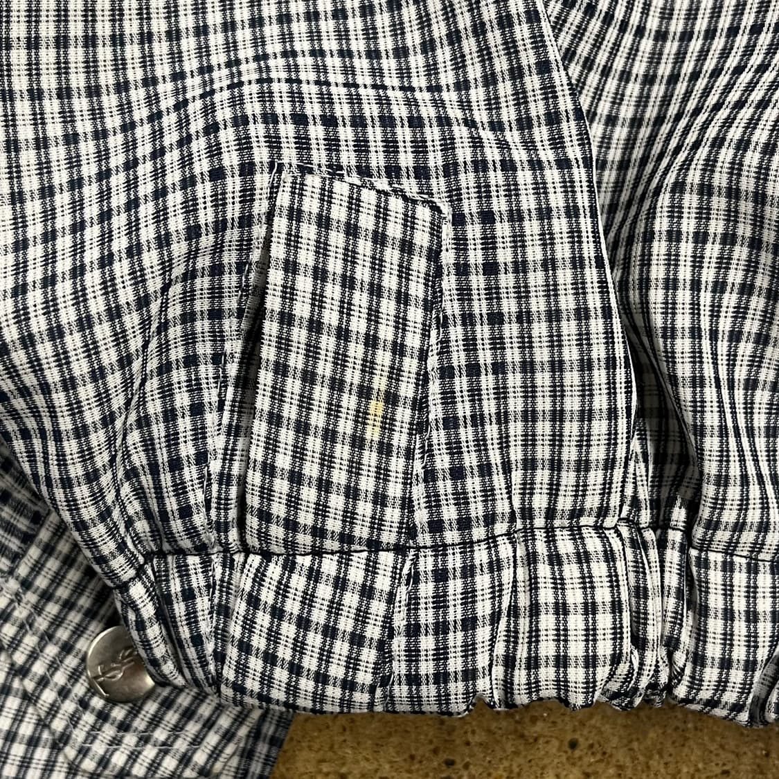 [정품] 입생로랑 깅엄 체크 크롭 블루종 자켓 b17 상품이미지7