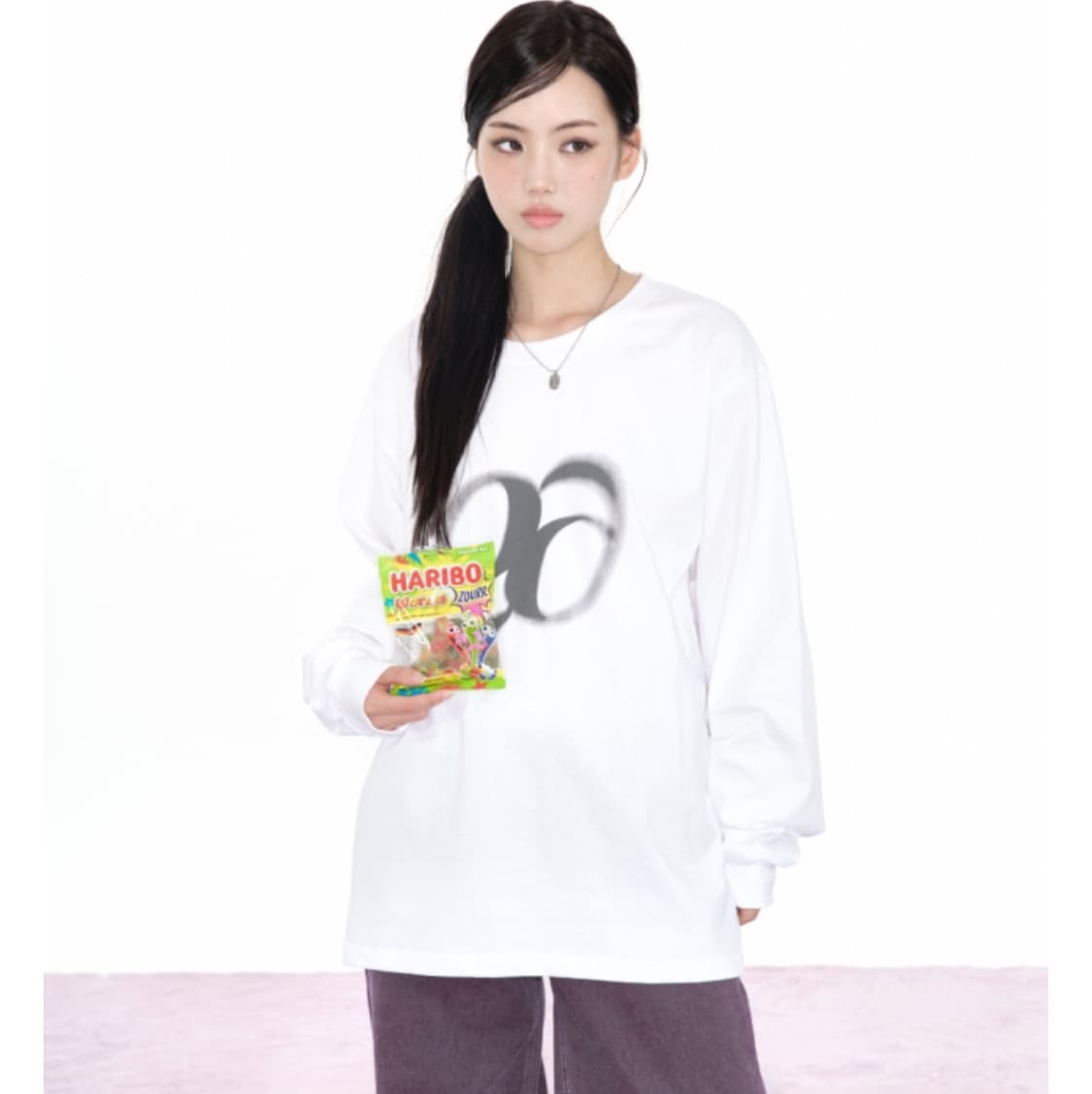 [M] 애즈온 베베 롱슬리브 화이트 긴팔 티셔츠 상품이미지3