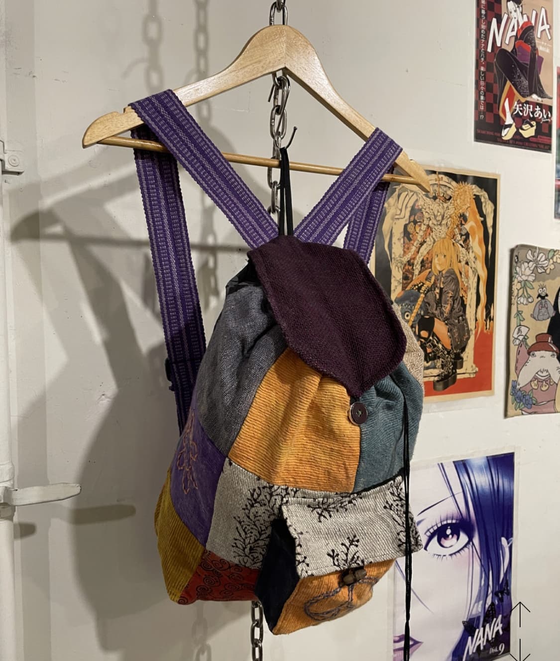 피스 플라워 자수 코듀로이 패치워크 백팩 상품이미지1