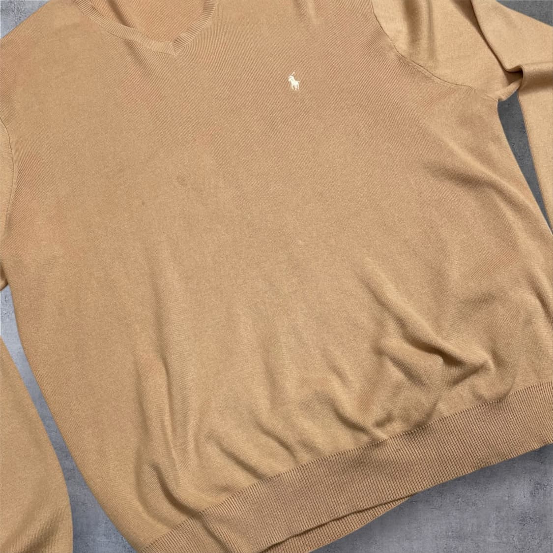 폴로 랄프로렌 베이지 브이넥 코튼 니트 40(L) 상품이미지5