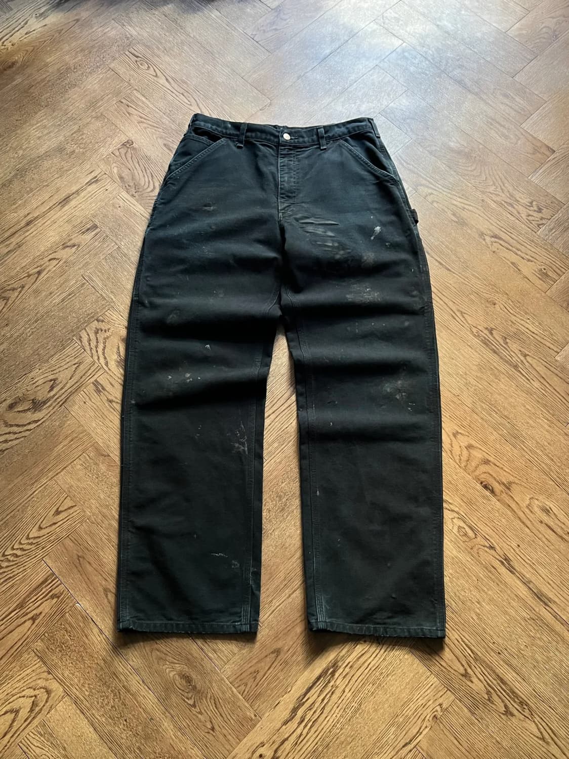 [34]칼하트 USA 더티워싱 블랙 싱글니 카펜터 워크팬츠 상품이미지1