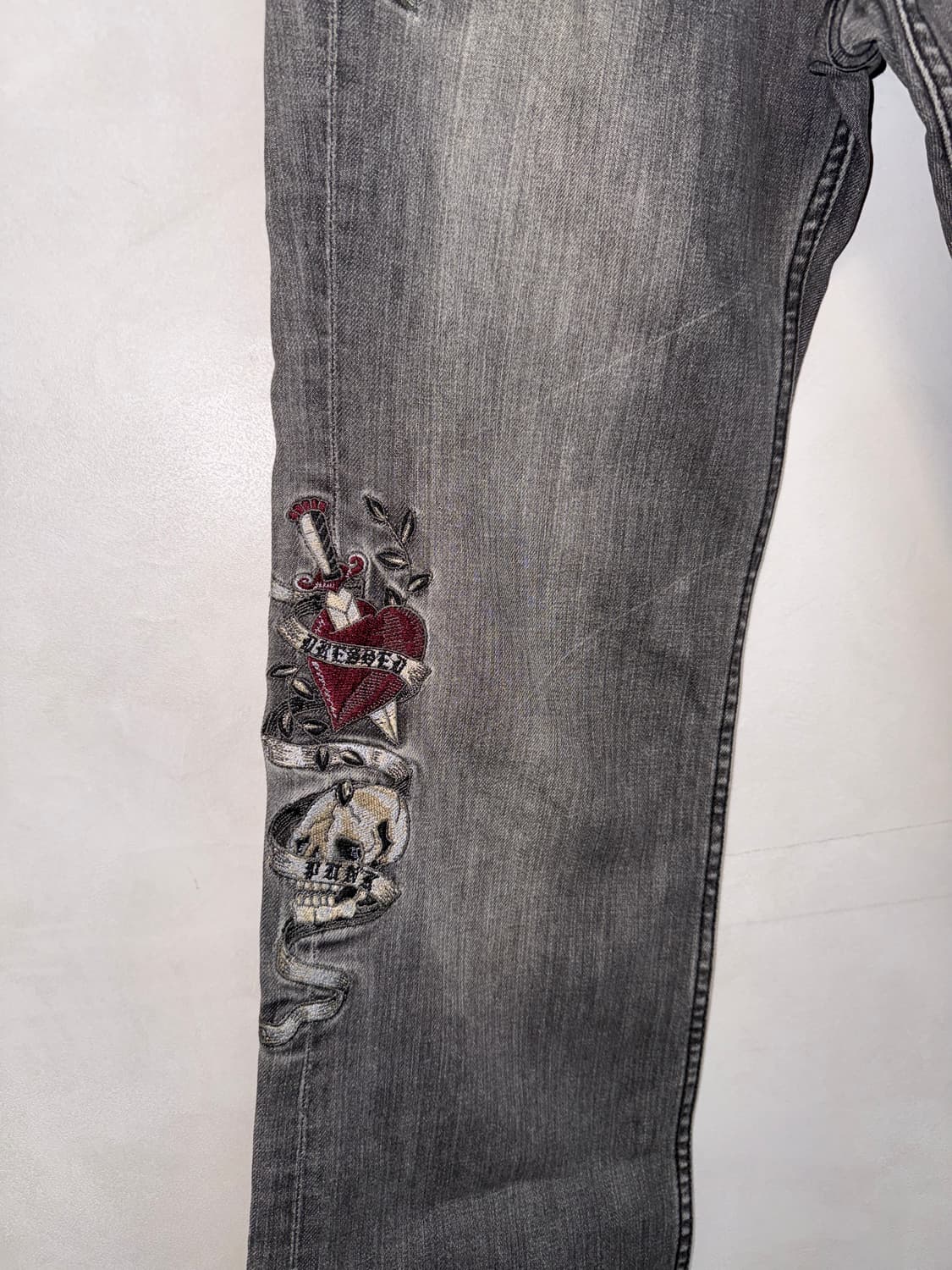 Black denim oriental punk embroidered pt 상품이미지4