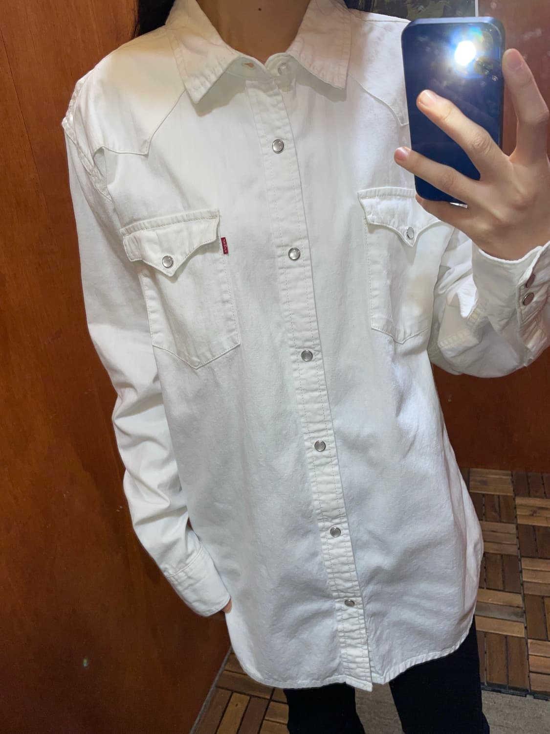 (L) Levi's 리바이스 코튼 화이트 웨스턴 셔츠 상품이미지2