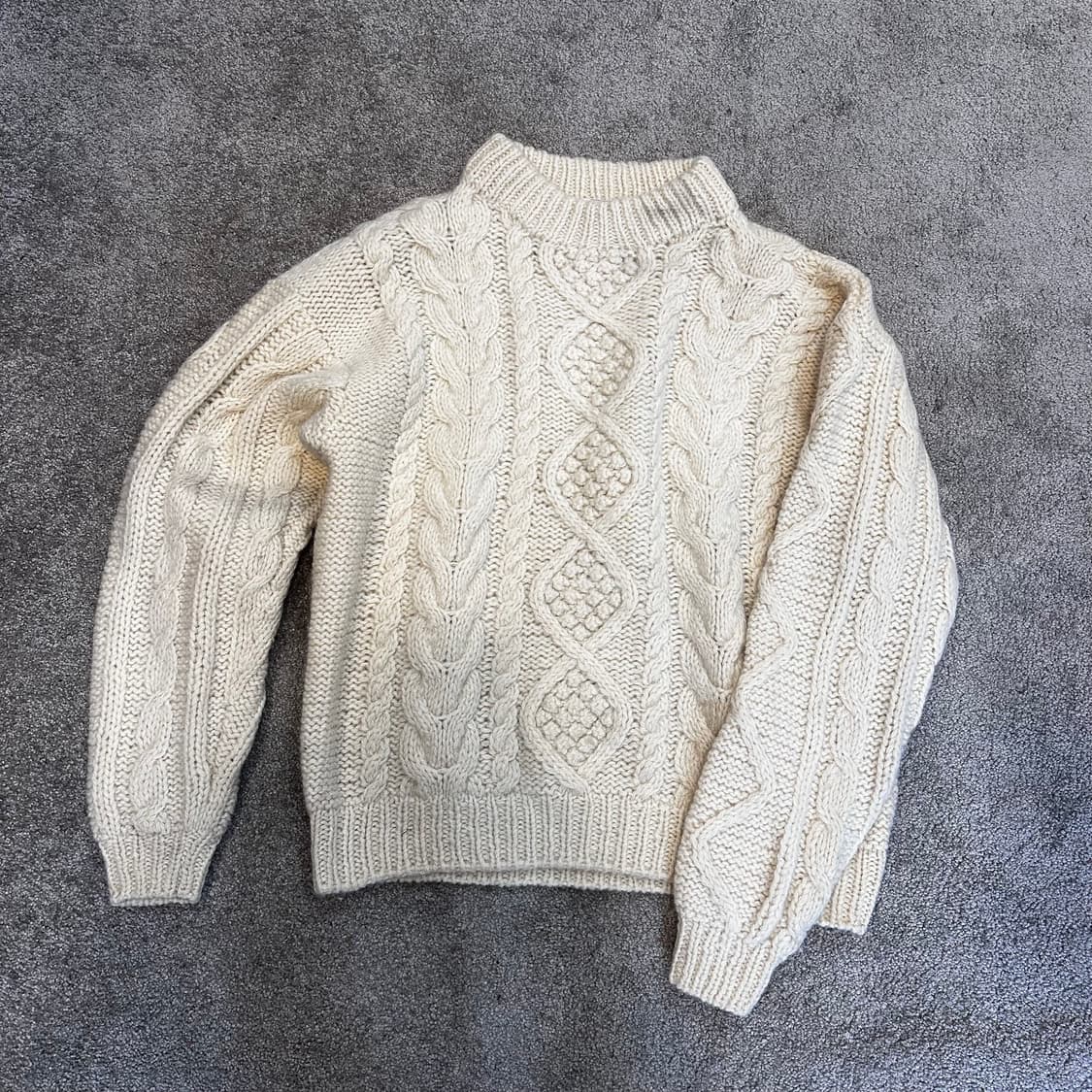 빈티지 아이보리 피셔맨 울 니트M-L 상품이미지2