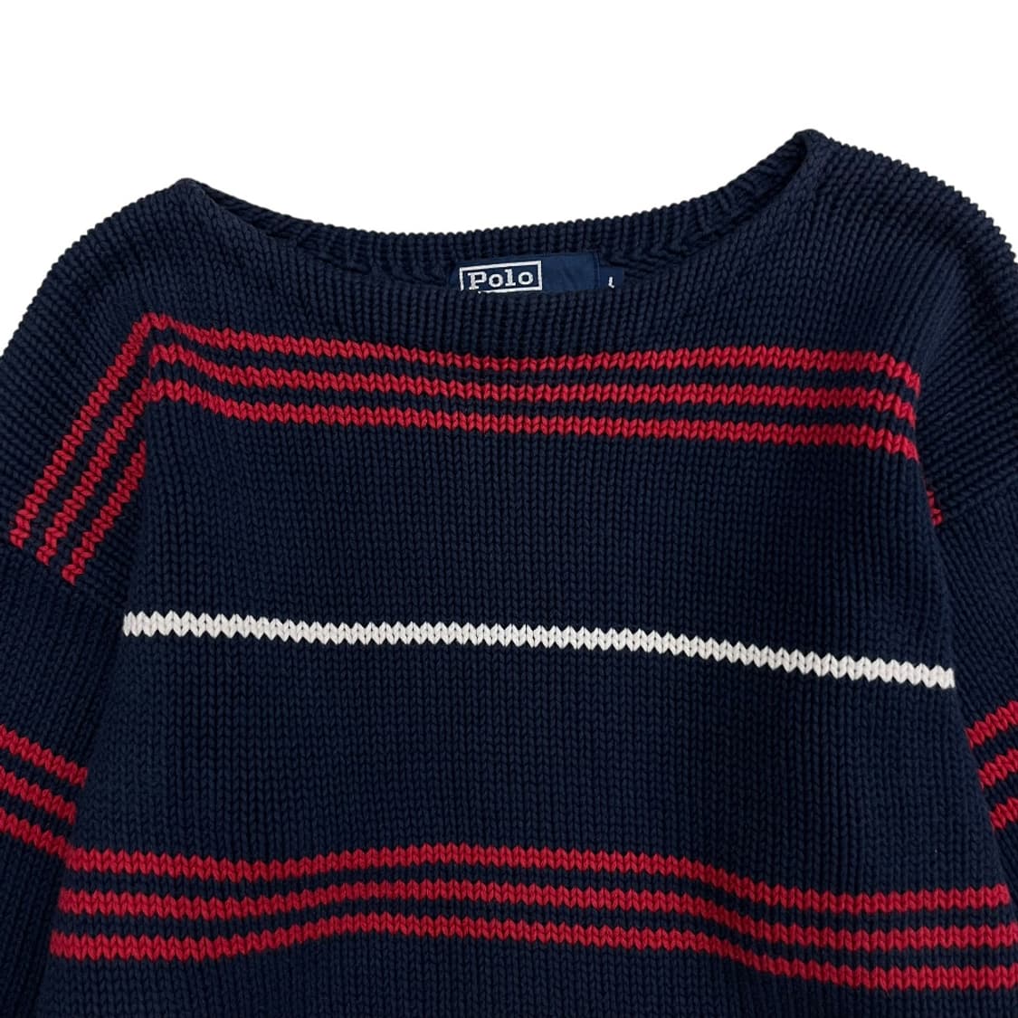 폴로 랄프로렌 레드 스트라이프 배색 네이비 니트 L 상품이미지4