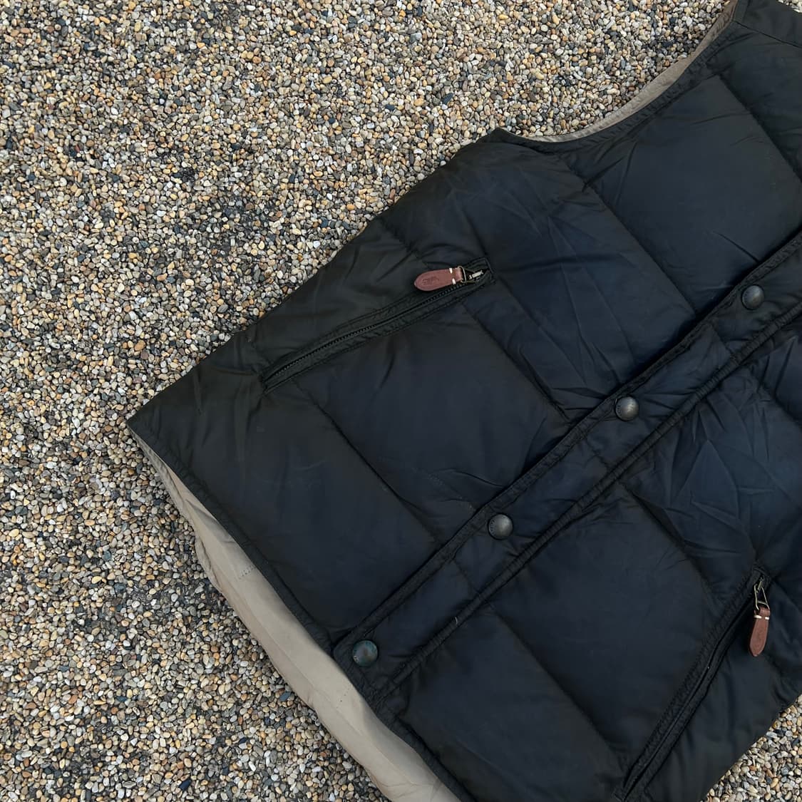 폴로 랄프로렌 덕다운 가죽패치 로고 조끼 패딩 상품이미지3