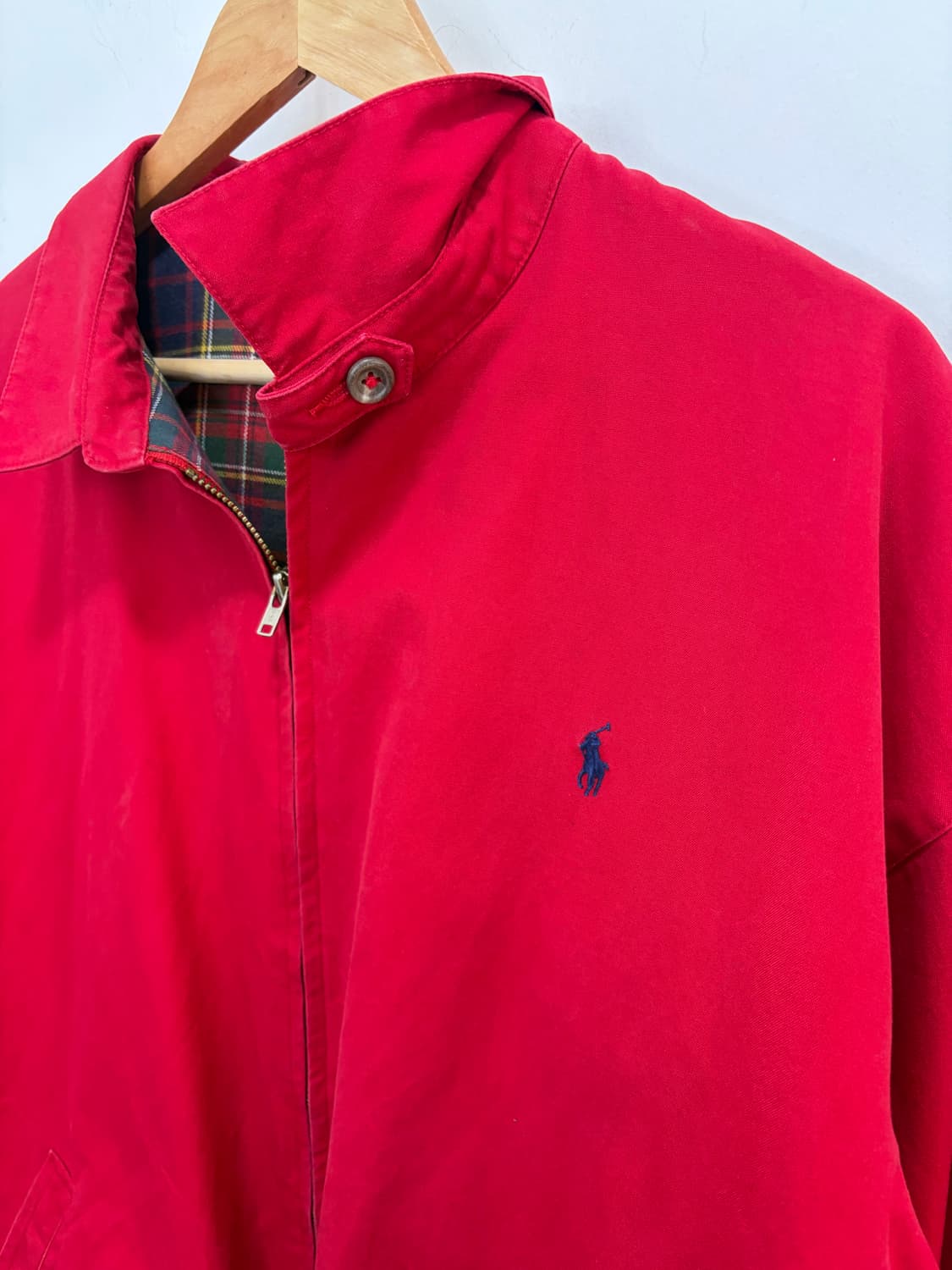 90s 폴로 레드 타탄체크 헤링턴 자켓 스윙톱 상품이미지1