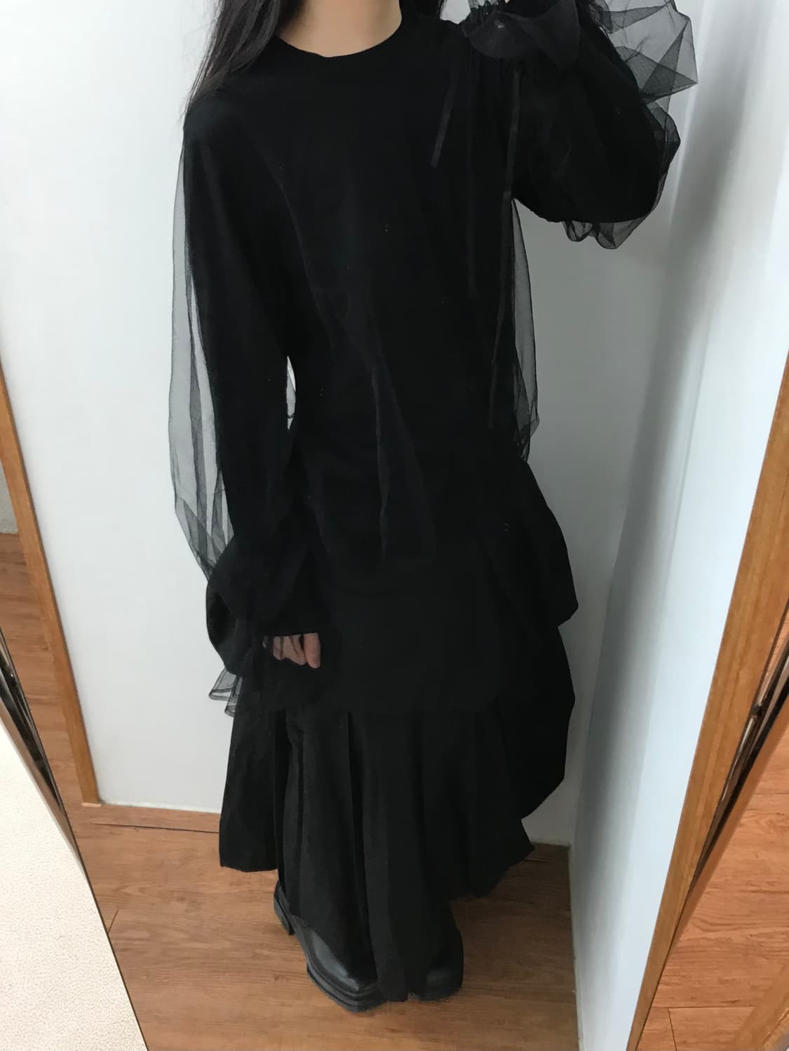 noir kei ninomiya tulle layered knit  상품이미지4