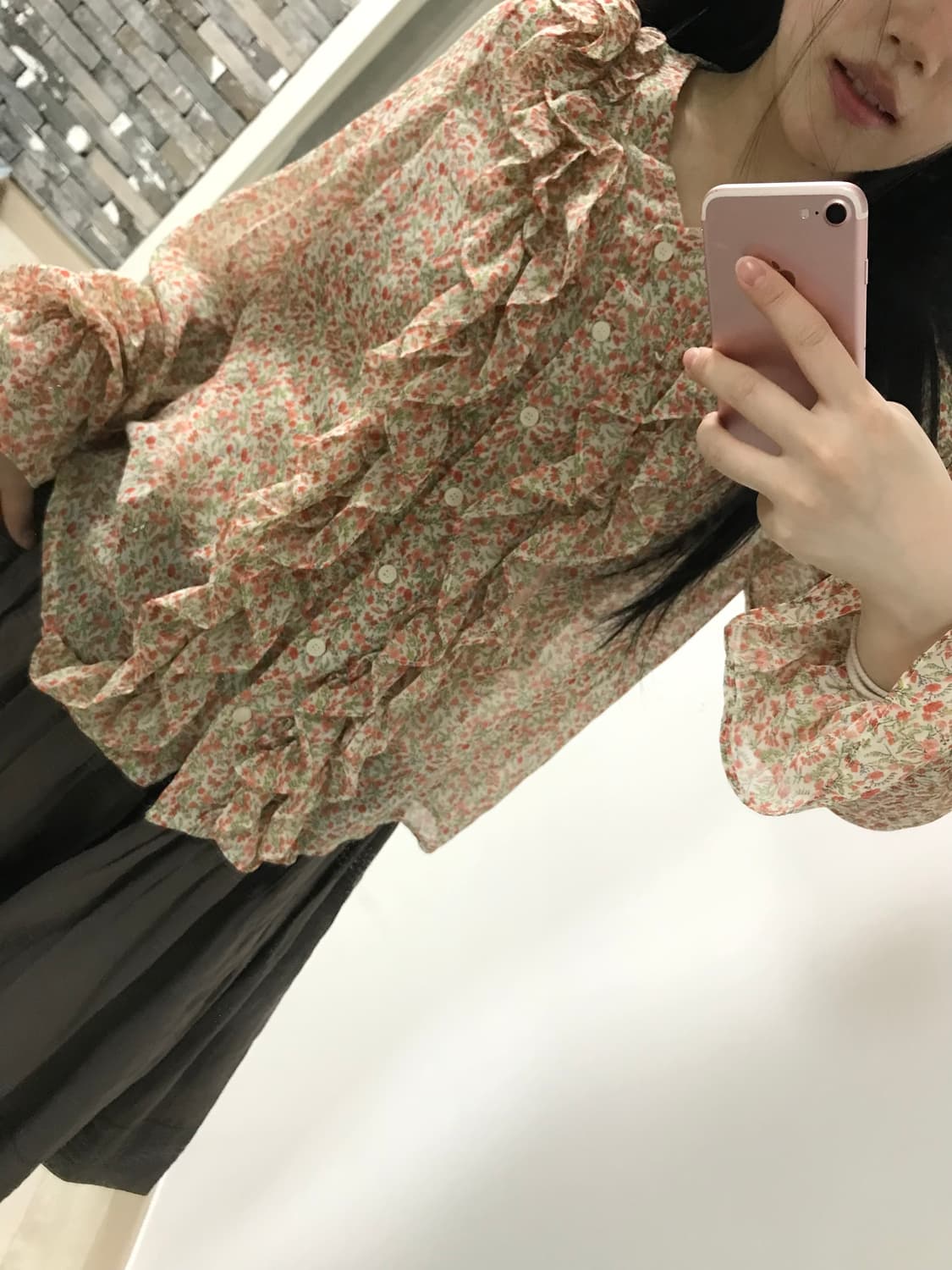vintage flower ruffle chffon blouse 상품이미지3