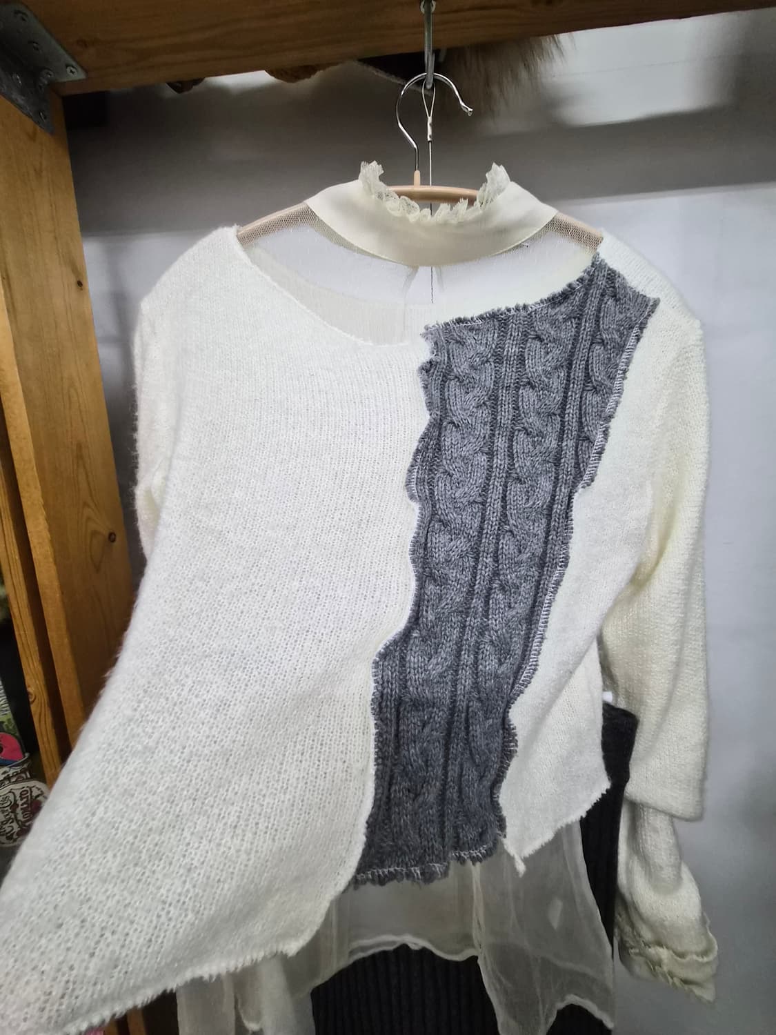 언발 케이프 크롭니트. 골지 캐시미어 스커트 상품이미지3