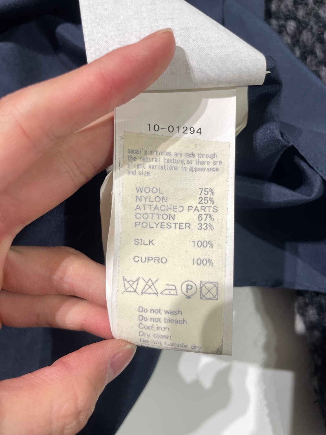 사카이 네이비 울 슬리브 실크 블라우스 상품이미지8