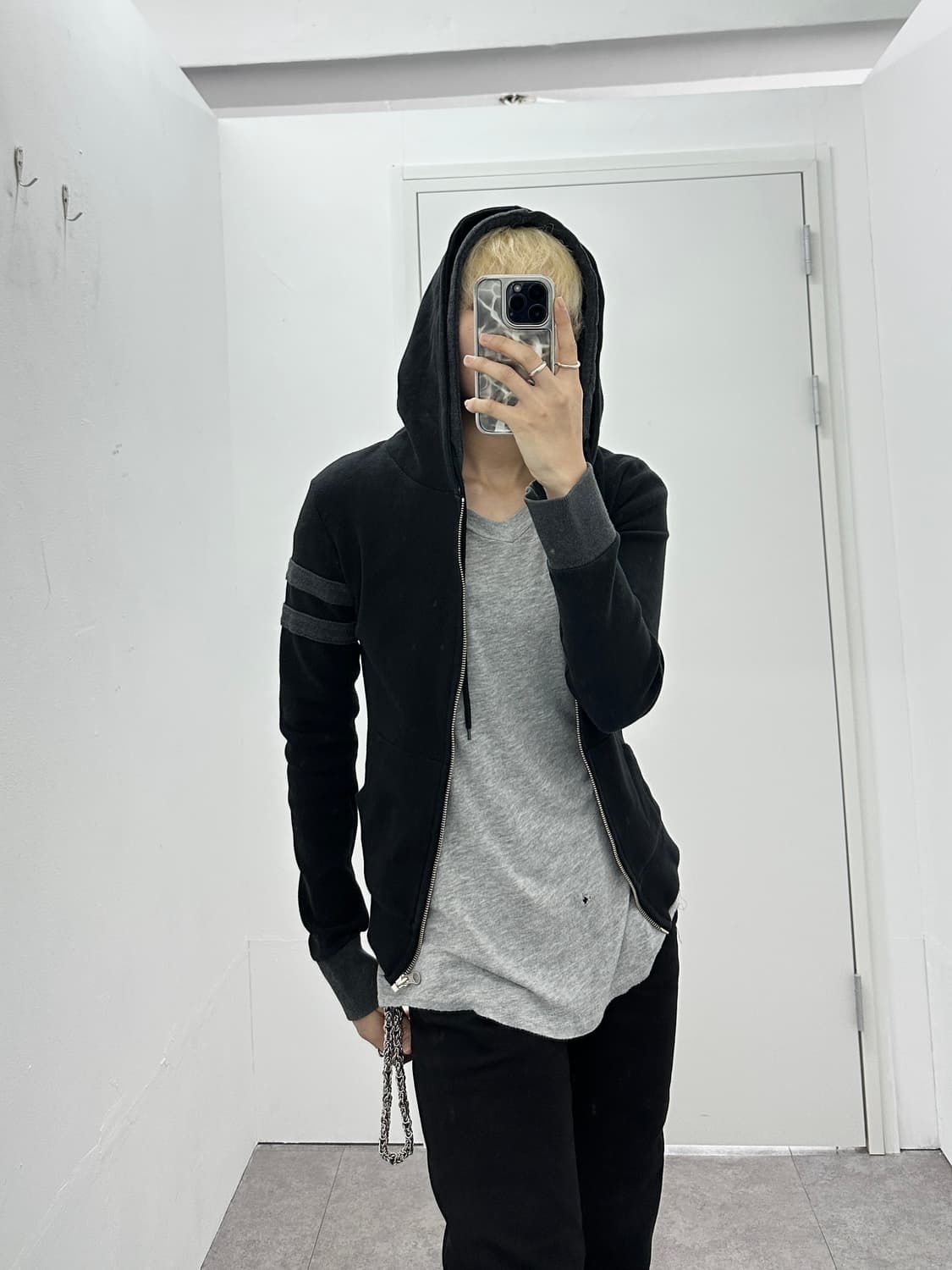 Vintage side stripe slim double hoodie 상품이미지1