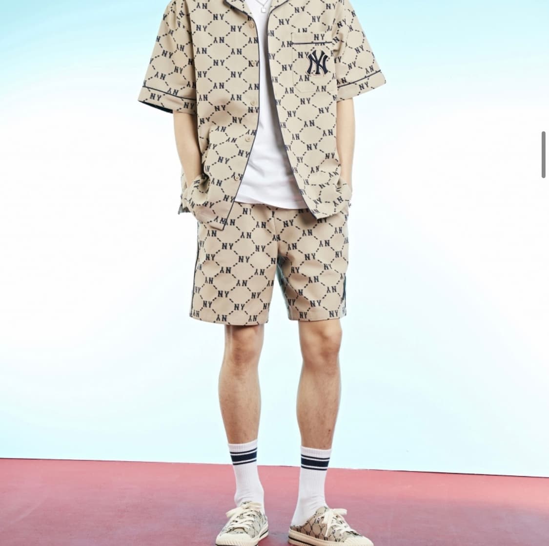 엠엘비　다이아 모노그램 코튼 자카드 반팔 셔츠 NY  상품이미지8