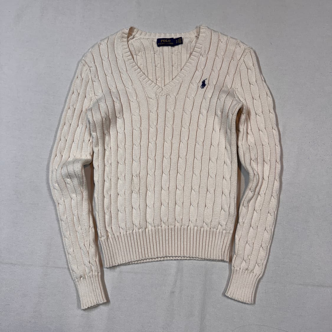 S) 폴로 랄프로렌 아이보리 케이블 꽈배기 브이넥 니트 상품이미지1