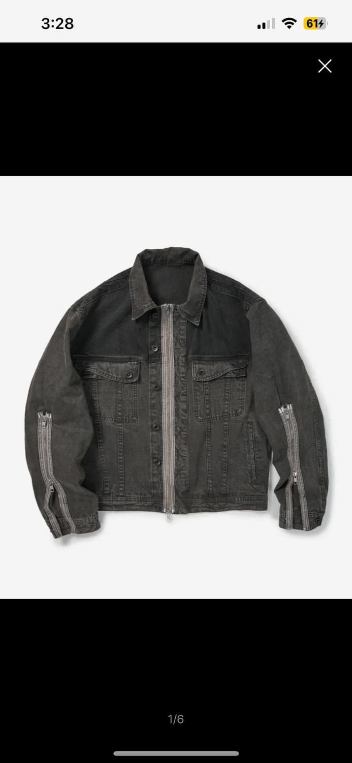 (L) ETCE DYED ZIPPER TRUCKER JACKET 차콜 상품이미지1