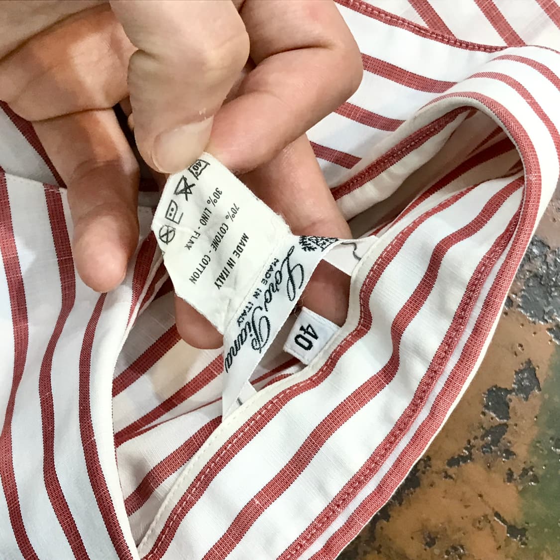 LORO PIANA 로로피아나 레드 스트라이프 린넨 셔츠 여성 55  상품이미지4
