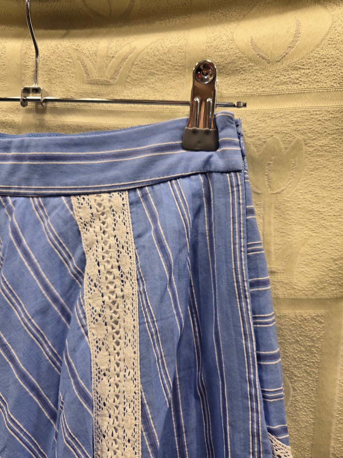 에고이스트 EGOSI 블루 스트라이프 레이스 롱 스커트 S(55) 상품이미지3